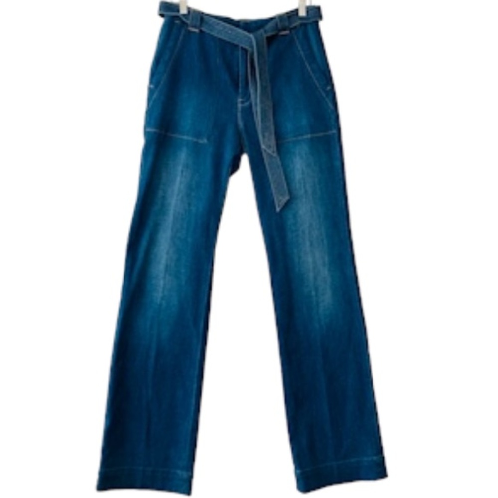 7 For All Mankind High Waisted Wide Leg Blue Denim Jeans 34” Inseam